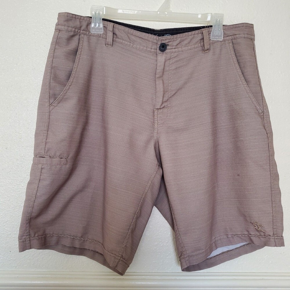 Da Hui Mens‎ 35 Brown Hybrid Collection Shorts Swim Trunks Pockets Casual